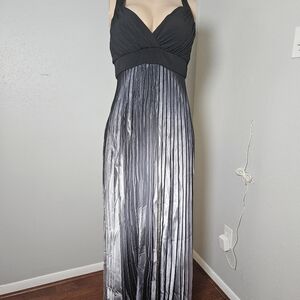 Betsy & Adam Black and Silver Prom Dress